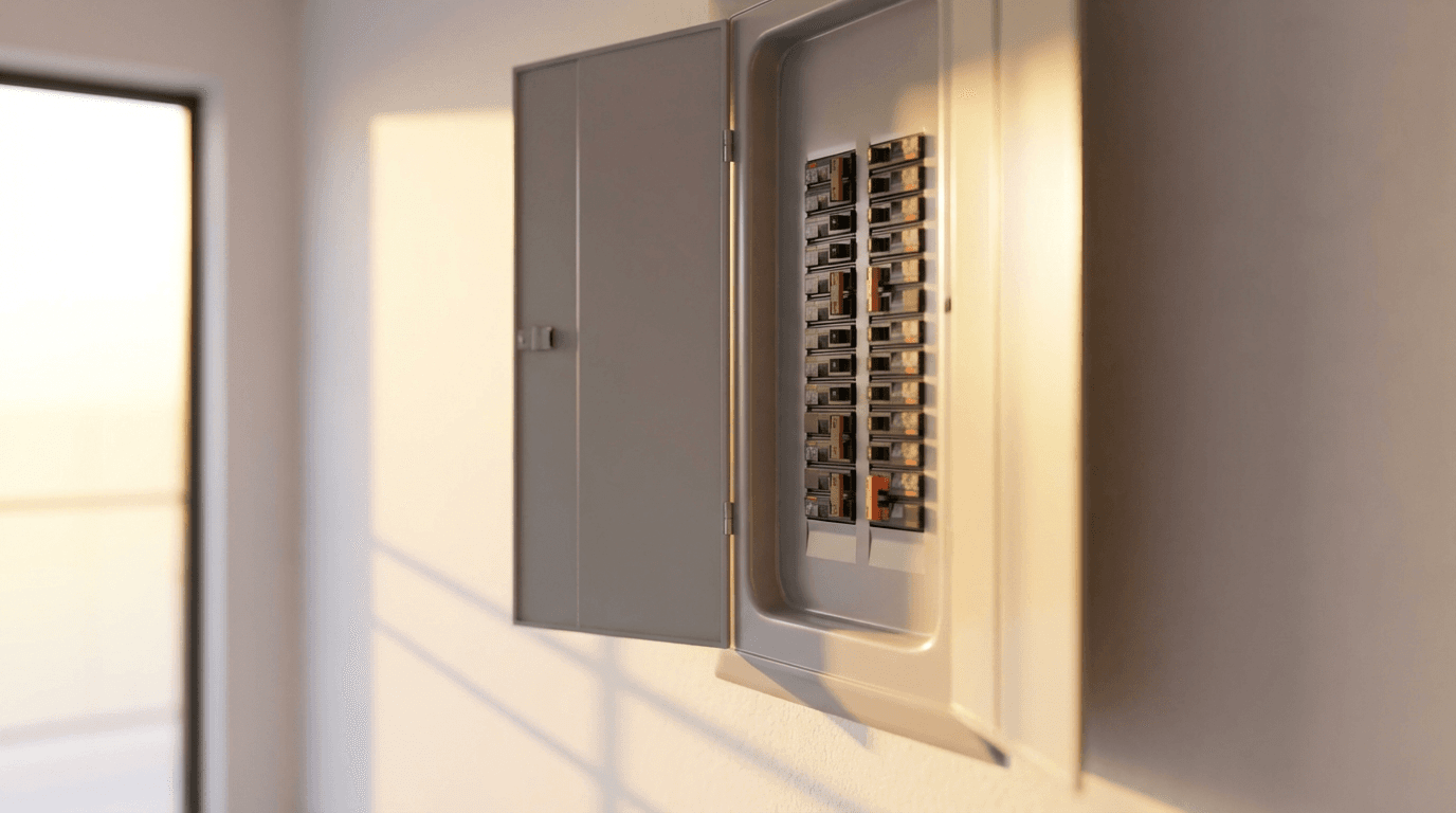 Electrical panel installation in a garage